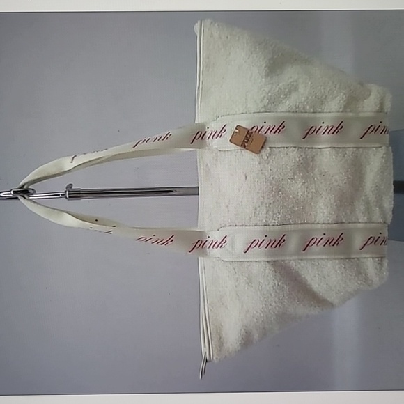 PINK Victoria's Secret Handbags - Pink Victoria Secret White Faux Fur Tote Handbag Tote Purse New